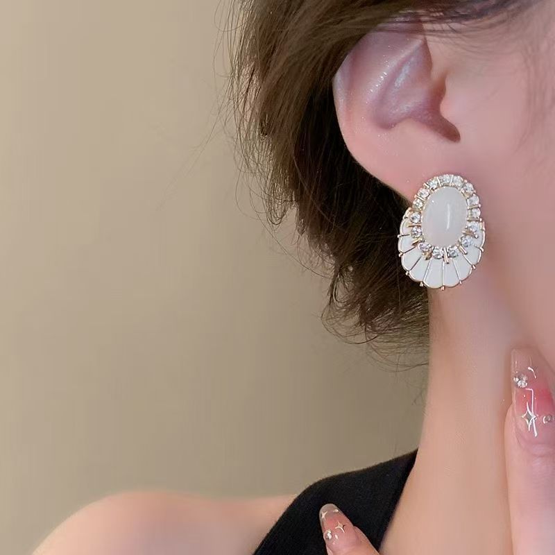 Faux Gemstone Rhinestone Glaze Statement Alloy Earring