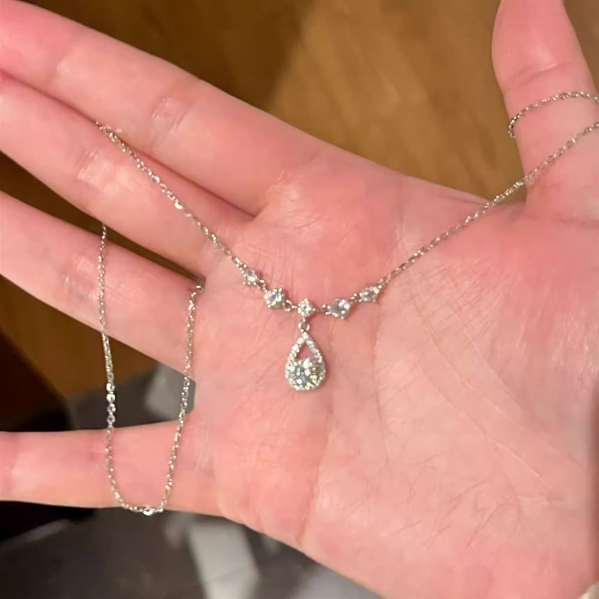 Alloy Necklace Rhinestone Pendant Droplet