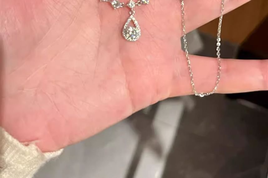 Alloy Necklace Rhinestone Pendant Droplet