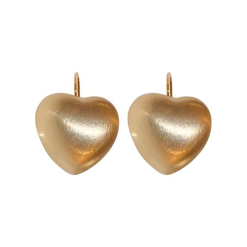 Drop Alloy Brushed Heart Earring