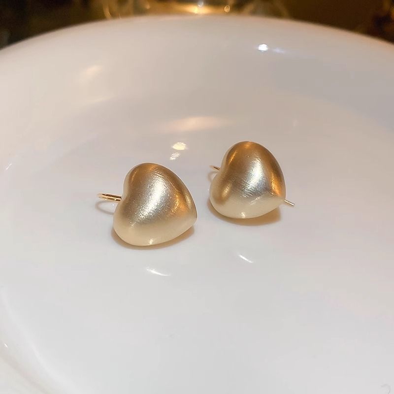 Drop Alloy Brushed Heart Earring