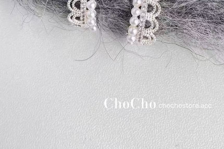 Pearl Lace Earring Huggie Alloy Faux