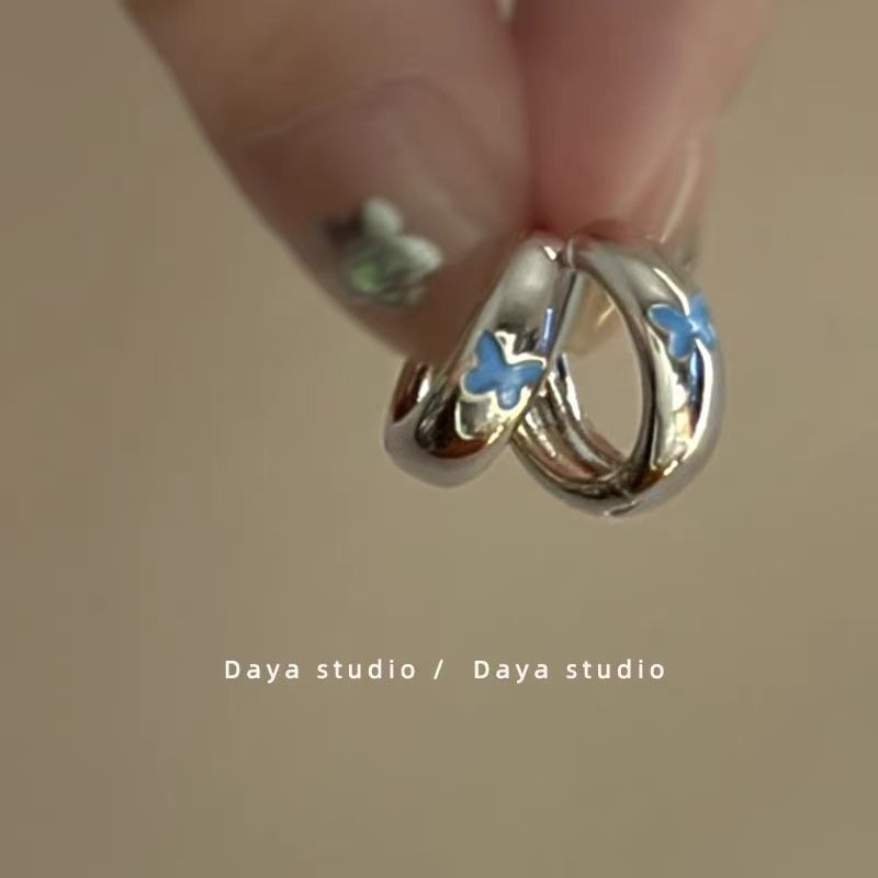 Huggie Butterfly Glaze Alloy Earring