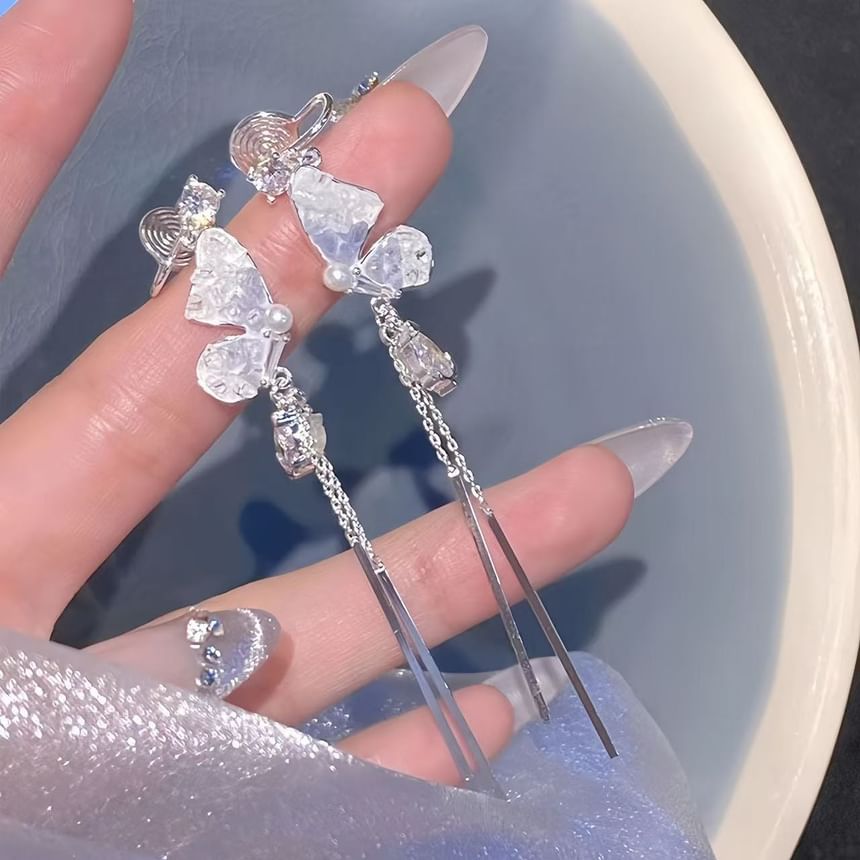 Earring Crystal Butterfly Threader Alloy Faux