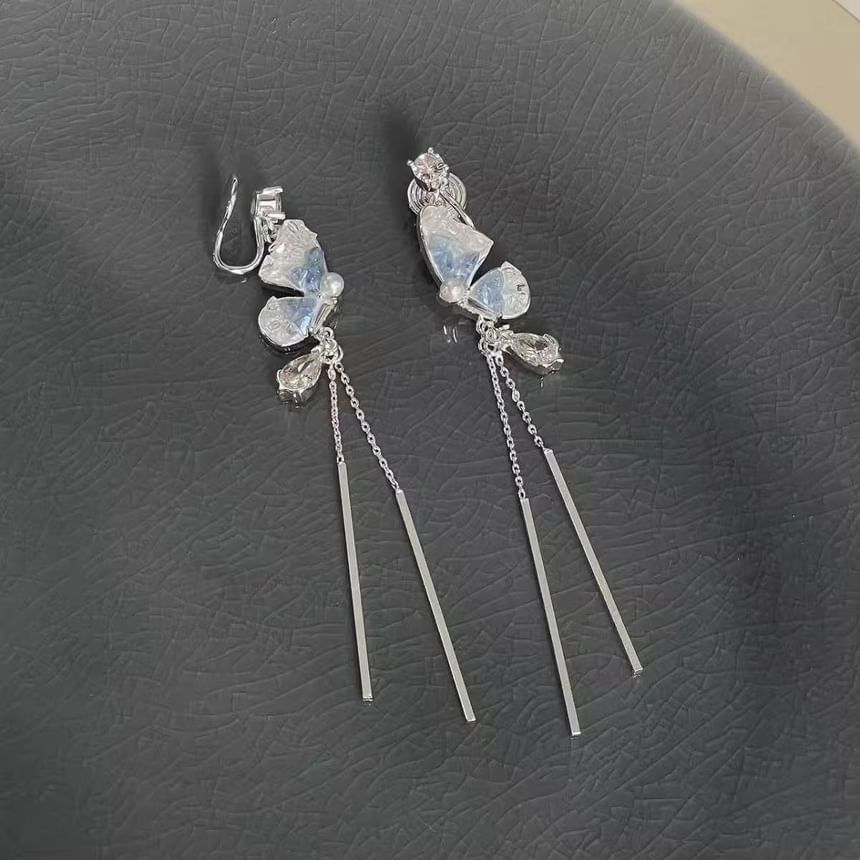 Earring Crystal Butterfly Threader Alloy Faux