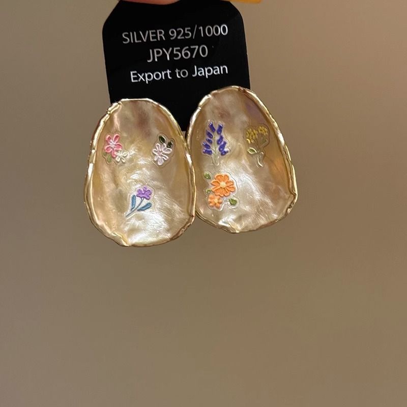 Earring Glaze Floral Statement Alloy