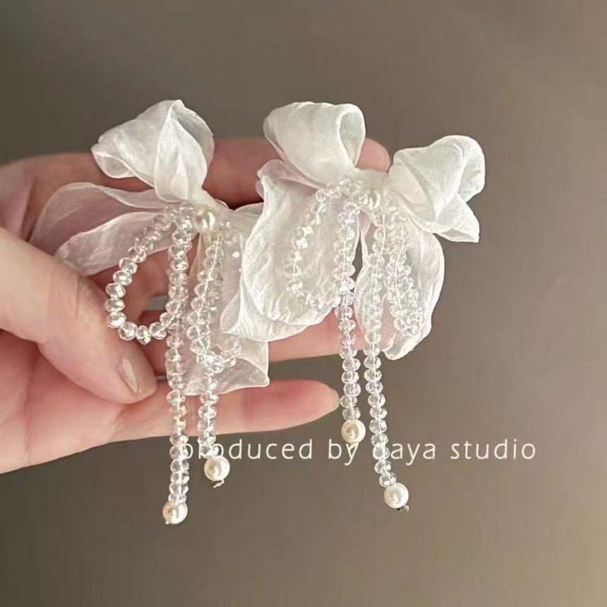 Earring Statement Alloy Faux Bow Pearl