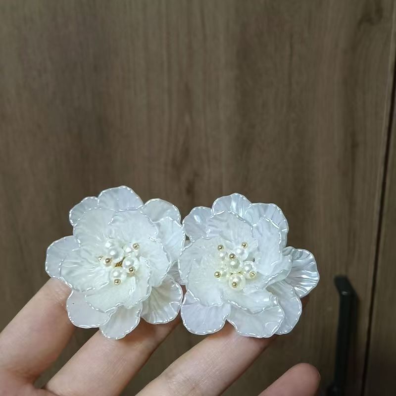 Earring Floral Statement Pearl Alloy Faux