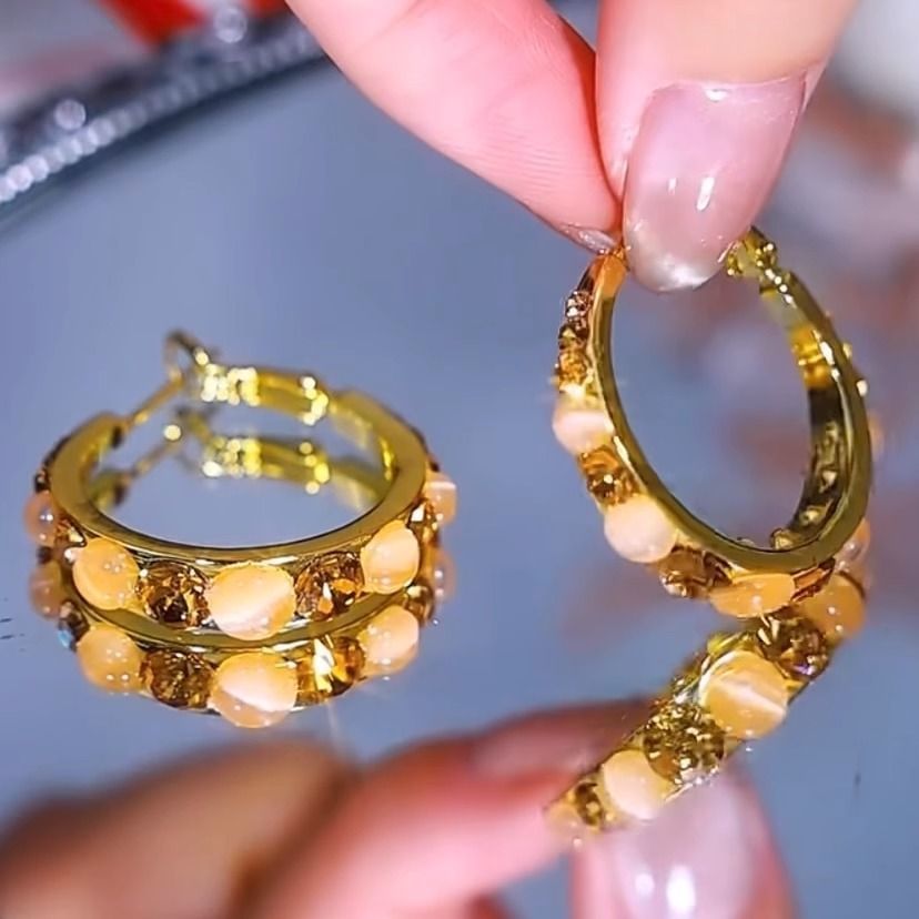 Faux Hoop Rhinestone Alloy Earring Gemstone