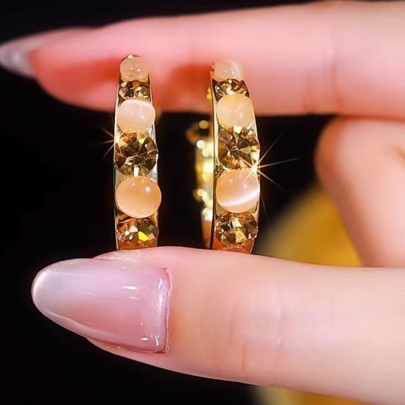 Faux Hoop Rhinestone Alloy Earring Gemstone