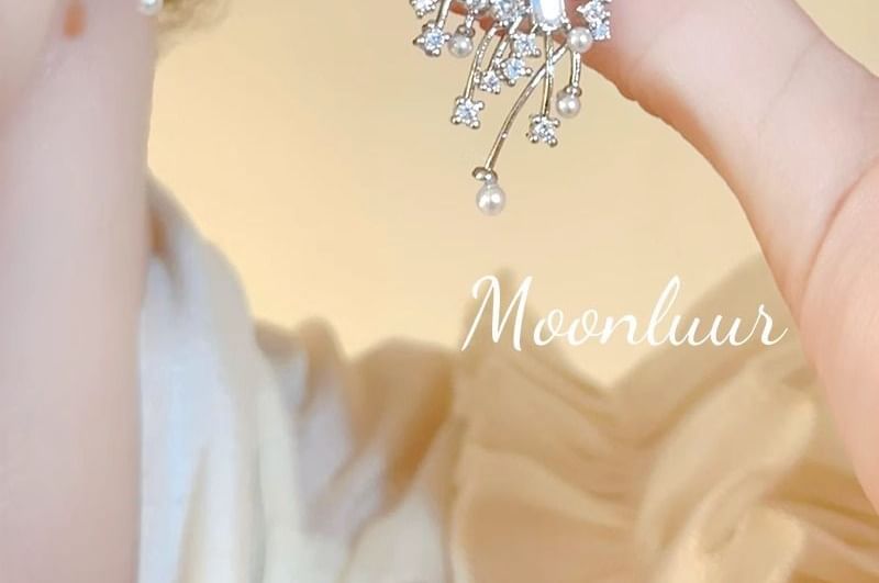 Rhinestone Pearl Faux Alloy Stud Firework Earring