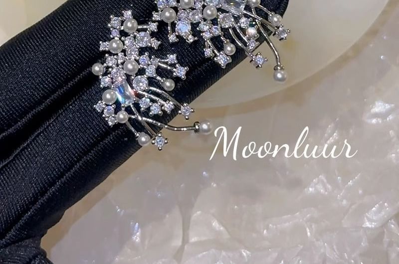 Rhinestone Pearl Faux Alloy Stud Firework Earring