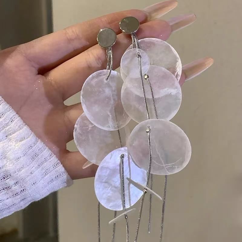 Shell Earring Alloy Statement Disc