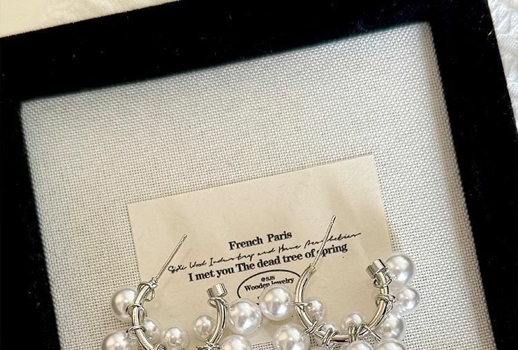 Faux Earring Pearl Drop Alloy