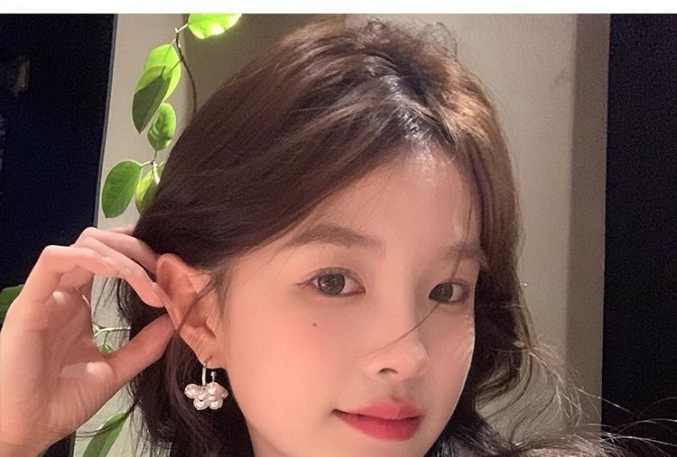 Faux Earring Pearl Drop Alloy