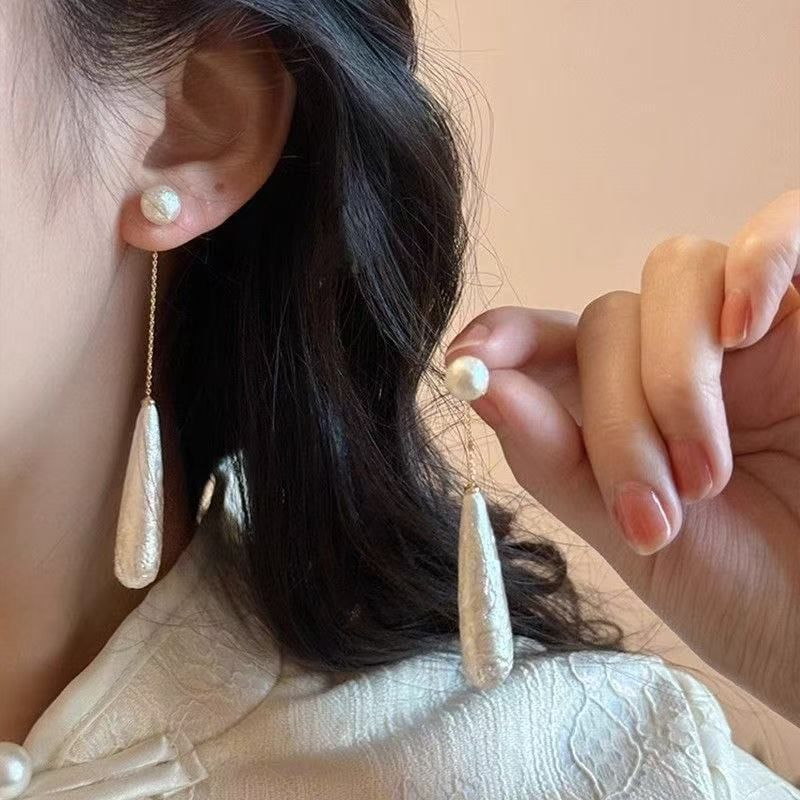 Dangle Earring Faux Pearl Alloy Droplet