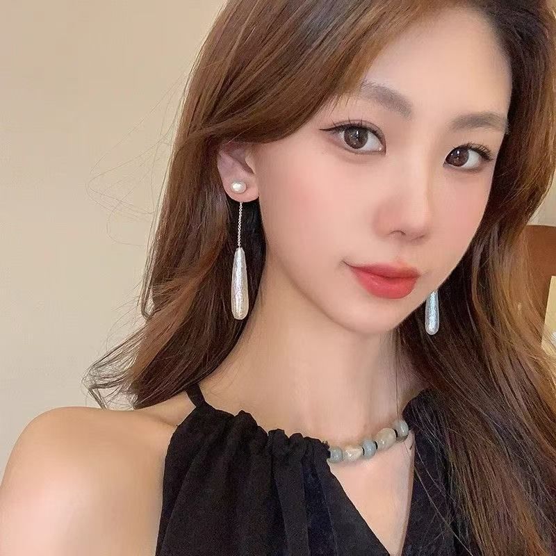 Dangle Earring Faux Pearl Alloy Droplet