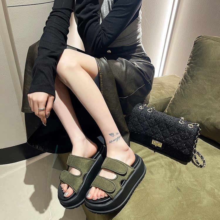 Platform Strap Adhesive Sandals