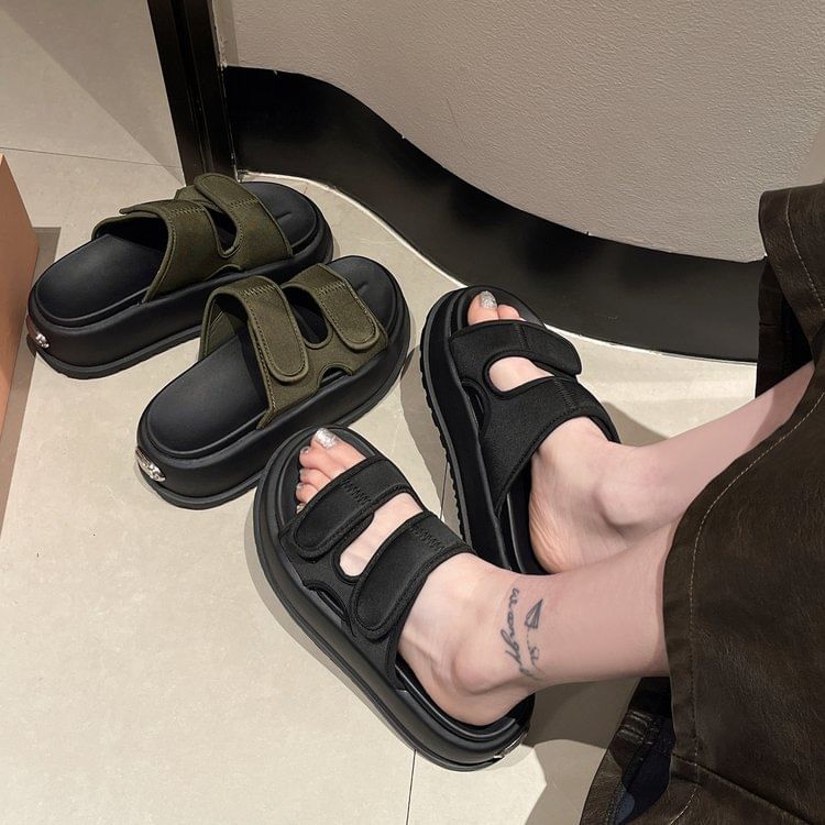 Platform Strap Adhesive Sandals