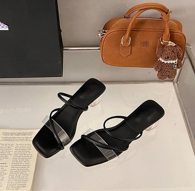 Sandals Low PVC Toe Heel Slide Square