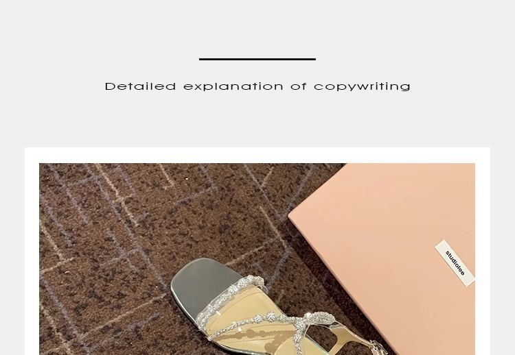 Strappy Sandals Heel Chunky Rhinestone