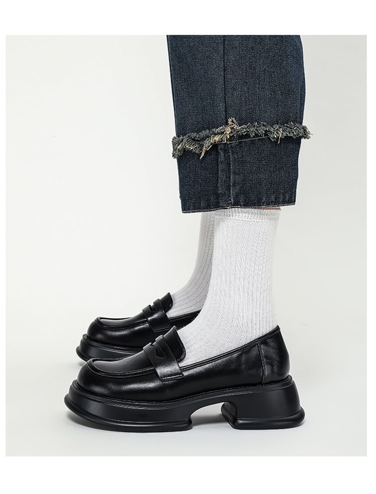 Chunky Loafers Platform Heel