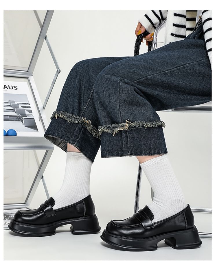 Chunky Loafers Platform Heel