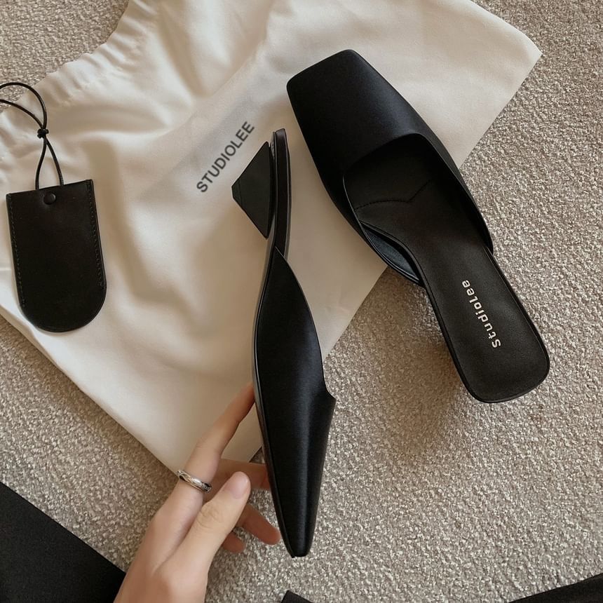 Square Heel Low Mules Toe