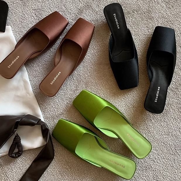 Square Heel Low Mules Toe