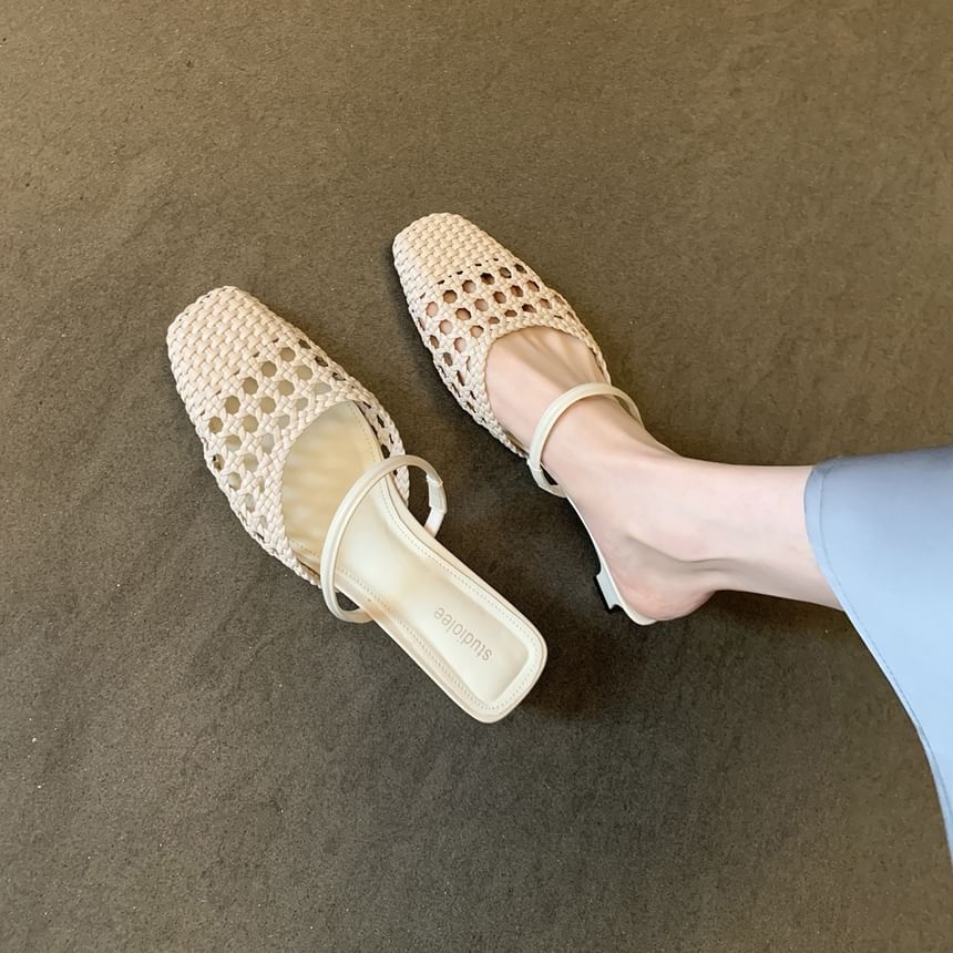 Toe Square Heel Kitten Mules