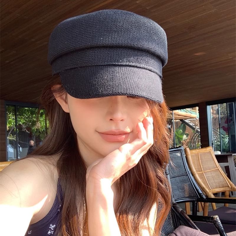 Cap Newsboy Knit Plain