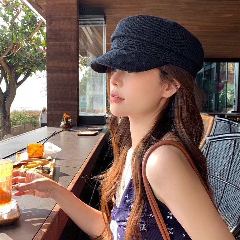 Cap Newsboy Knit Plain