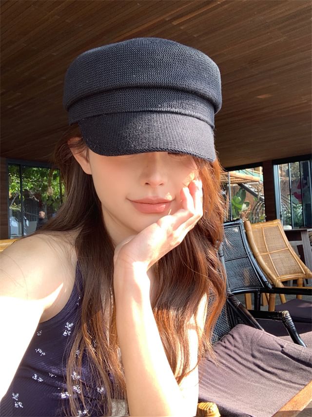 Cap Newsboy Knit Plain