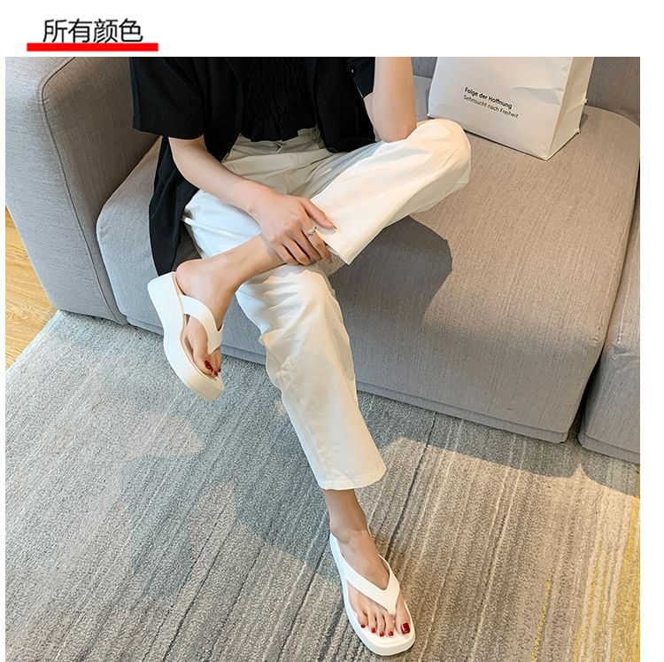 Faux Flip-Flops Platform Leather