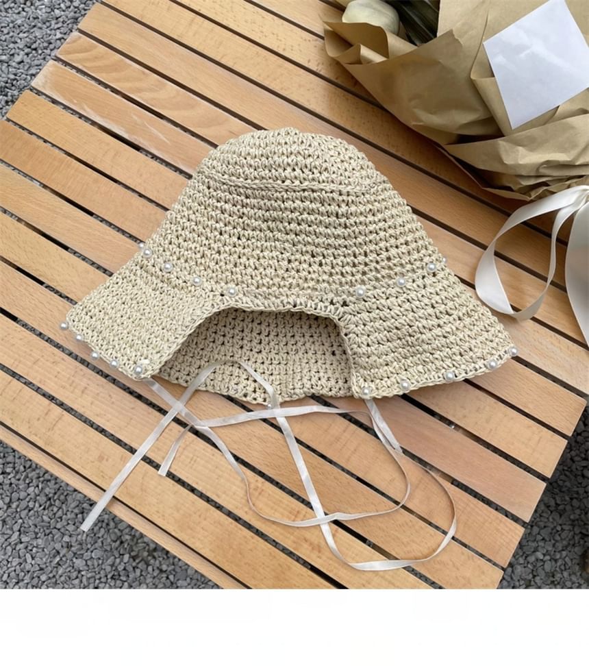 Cloche Straw Lace-Up Hat