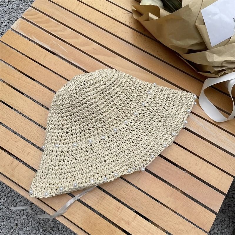 Cloche Straw Lace-Up Hat