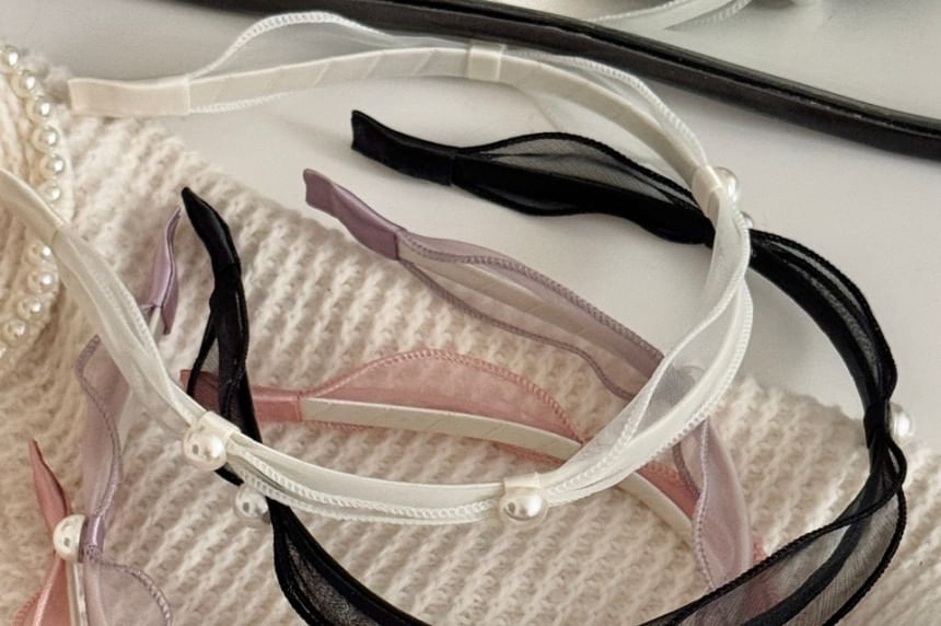 Headband Faux Mesh Pearl
