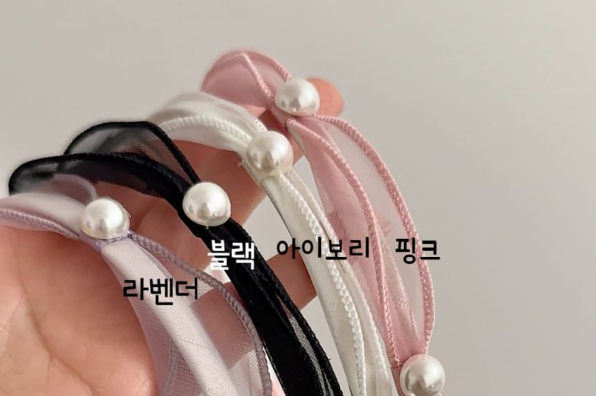 Headband Faux Mesh Pearl