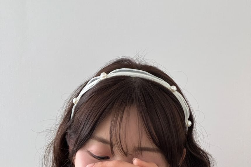 Headband Faux Mesh Pearl