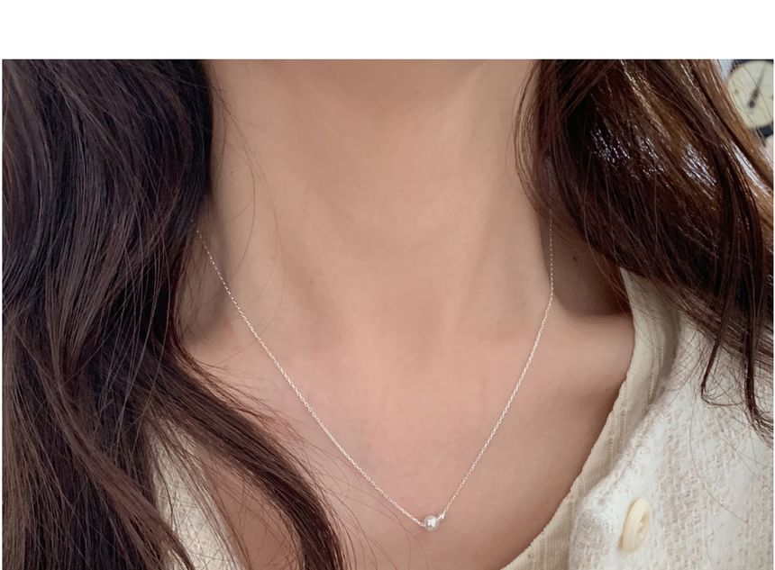 Pearl Faux Necklace Silver Sterling Beaded