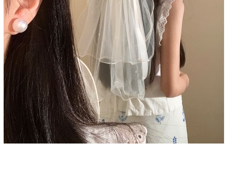 Hair Mesh Bow Veil Clip