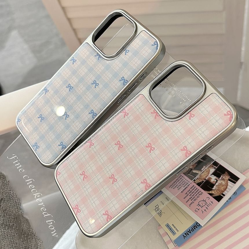 Phone Case Bow Plaid