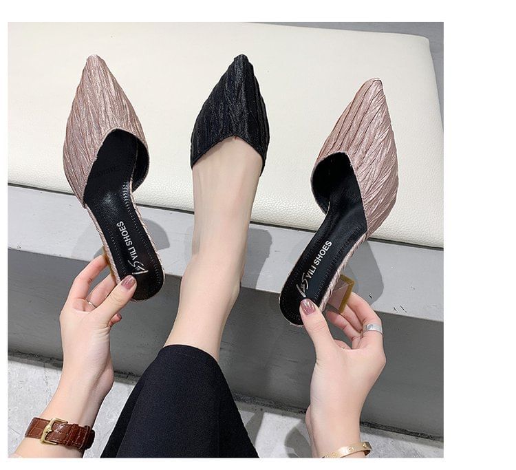 Heel Kitten Mules Pointed Toe