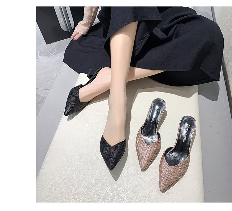 Heel Kitten Mules Pointed Toe