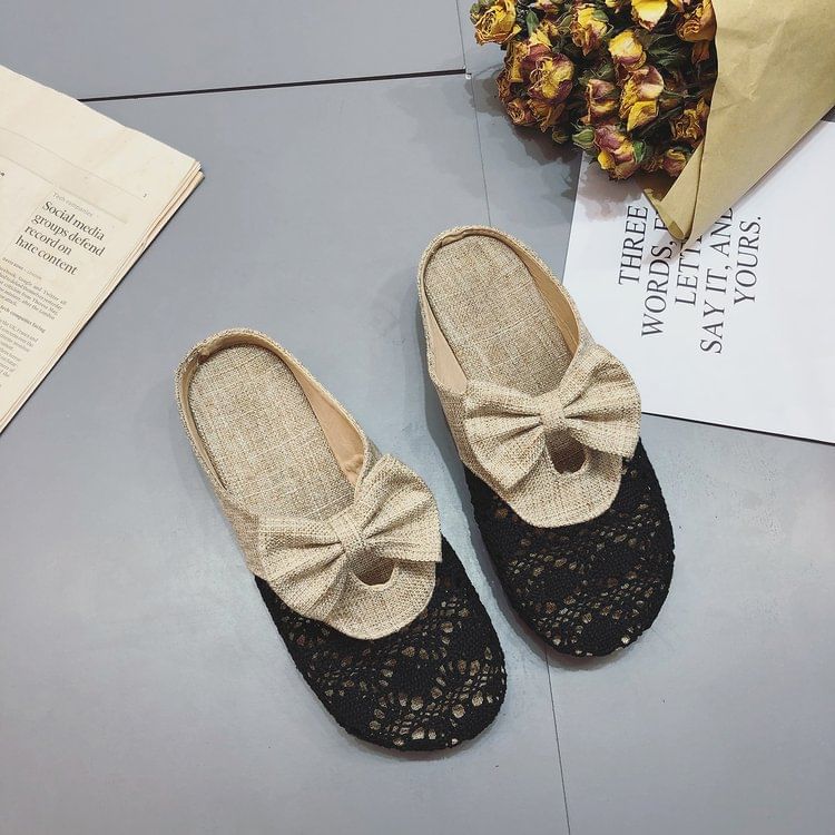 Mules Round Toe Bow Cutout