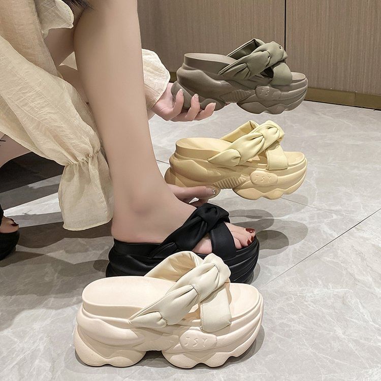 Sandals Slide Platform Cross Criss