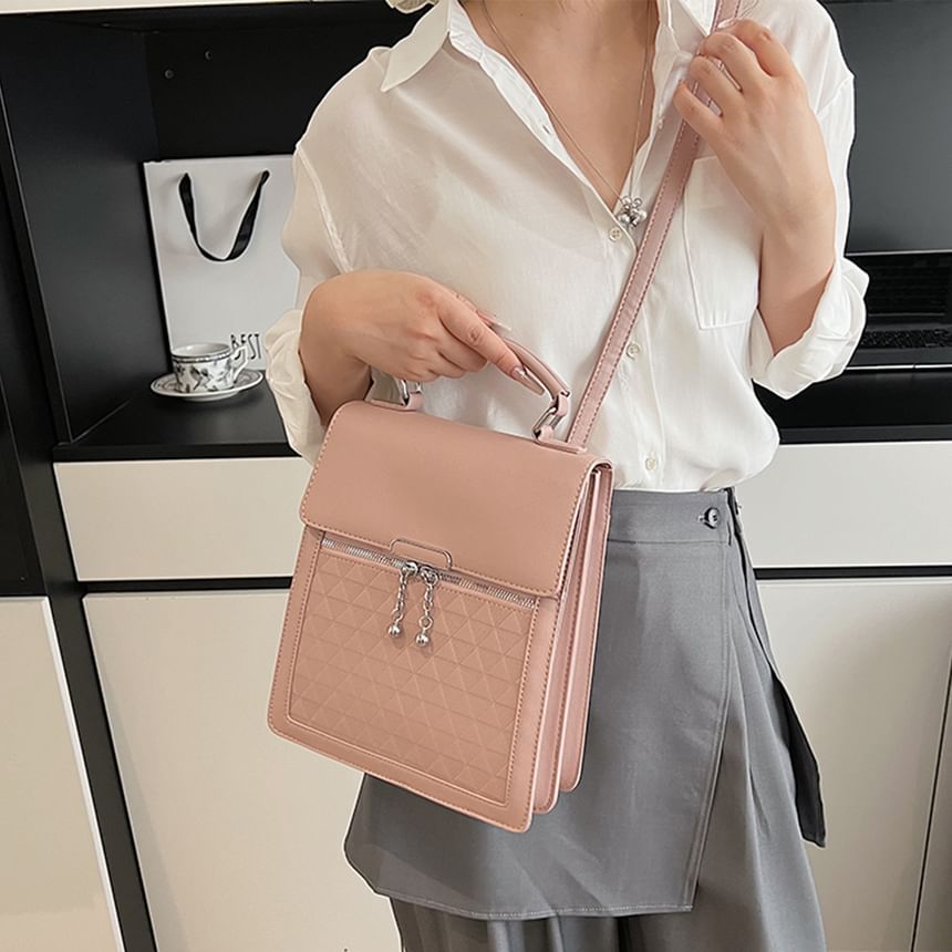 Flap Faux Plain Backpack Leather