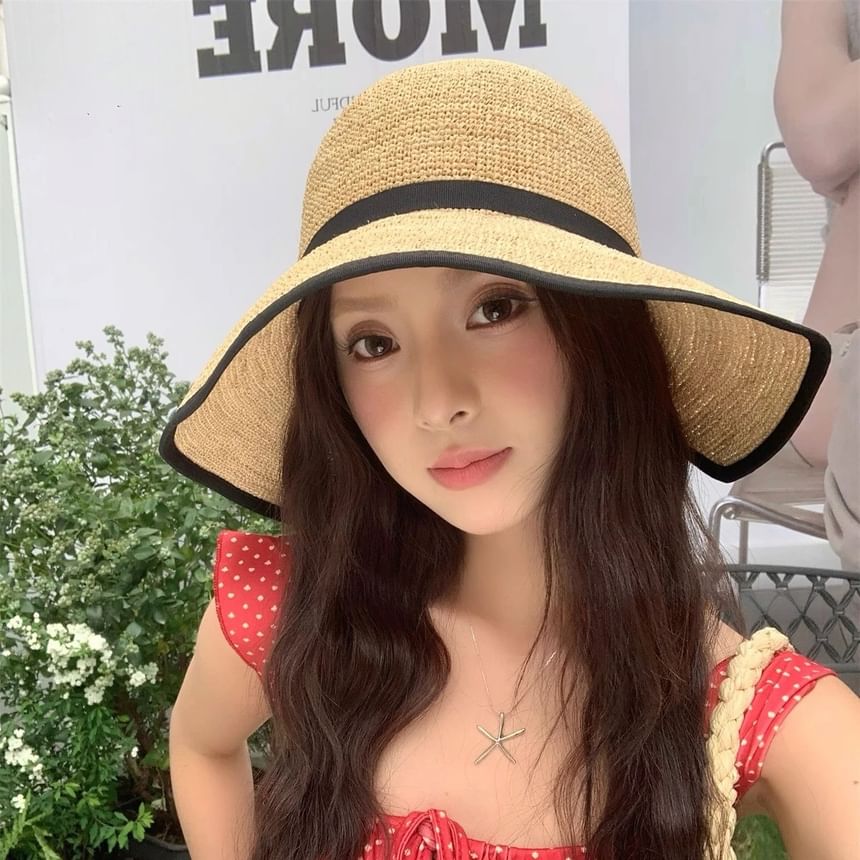 Two Tone Cloche Straw Hat