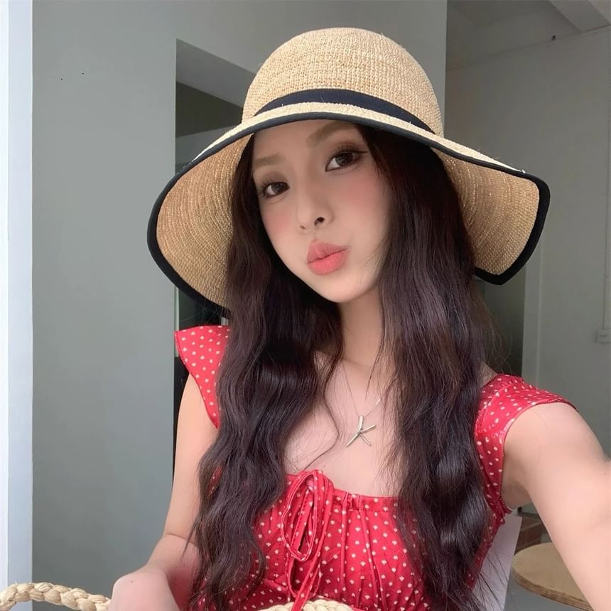 Two Tone Cloche Straw Hat