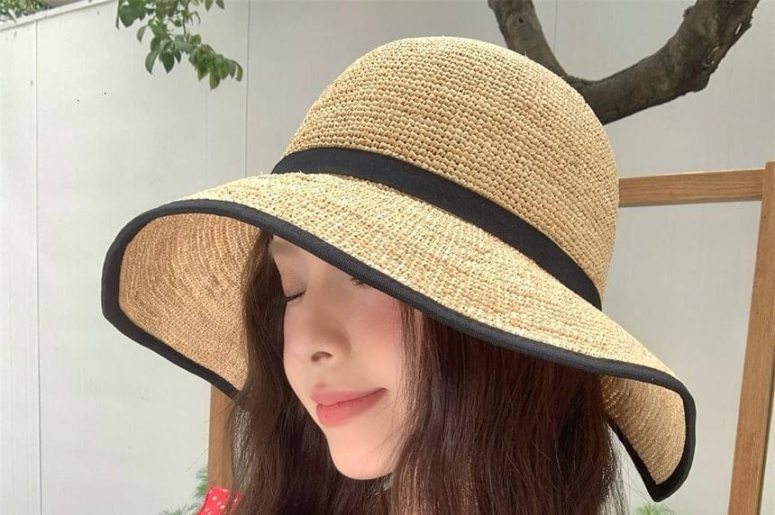 Two Tone Cloche Straw Hat